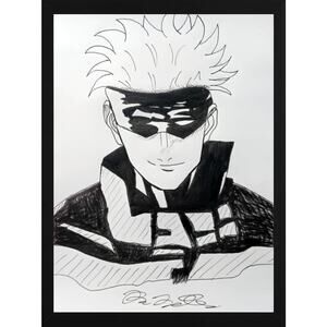 Satoru Gojo Jujutsu Kaisen Anime Manga Comic Fan Art 9x12 Inch Ink Drawing